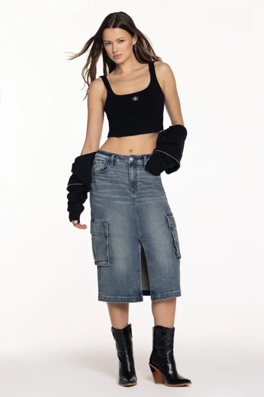 Karla Cargo Midi Skirt sold by Miss Me