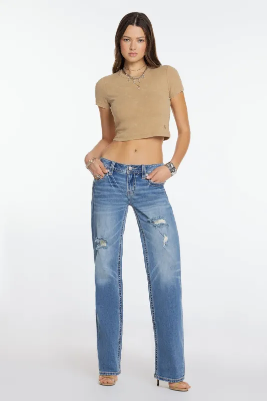 Mina M Low Rise Slim Wide sold by Miss Me