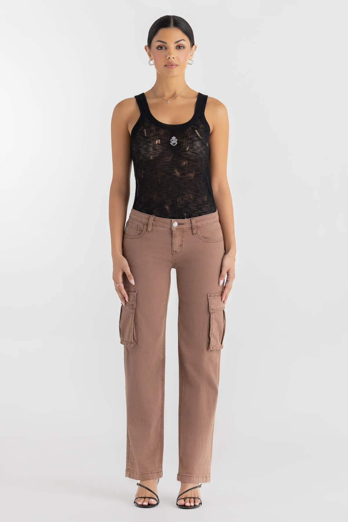 Fawn Low Rise Cargo Slim Wide sold by Miss Me