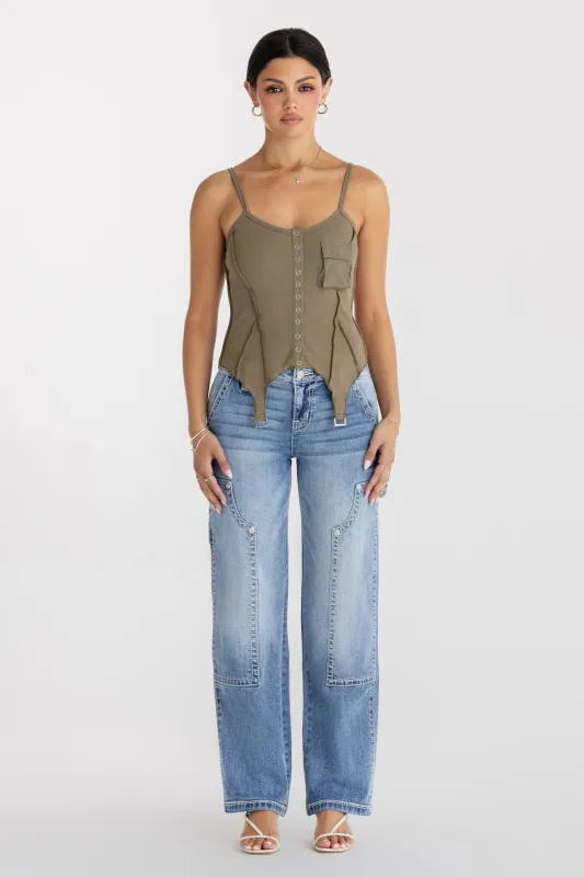 Heather Slim Wide Cargo sold by Miss Me