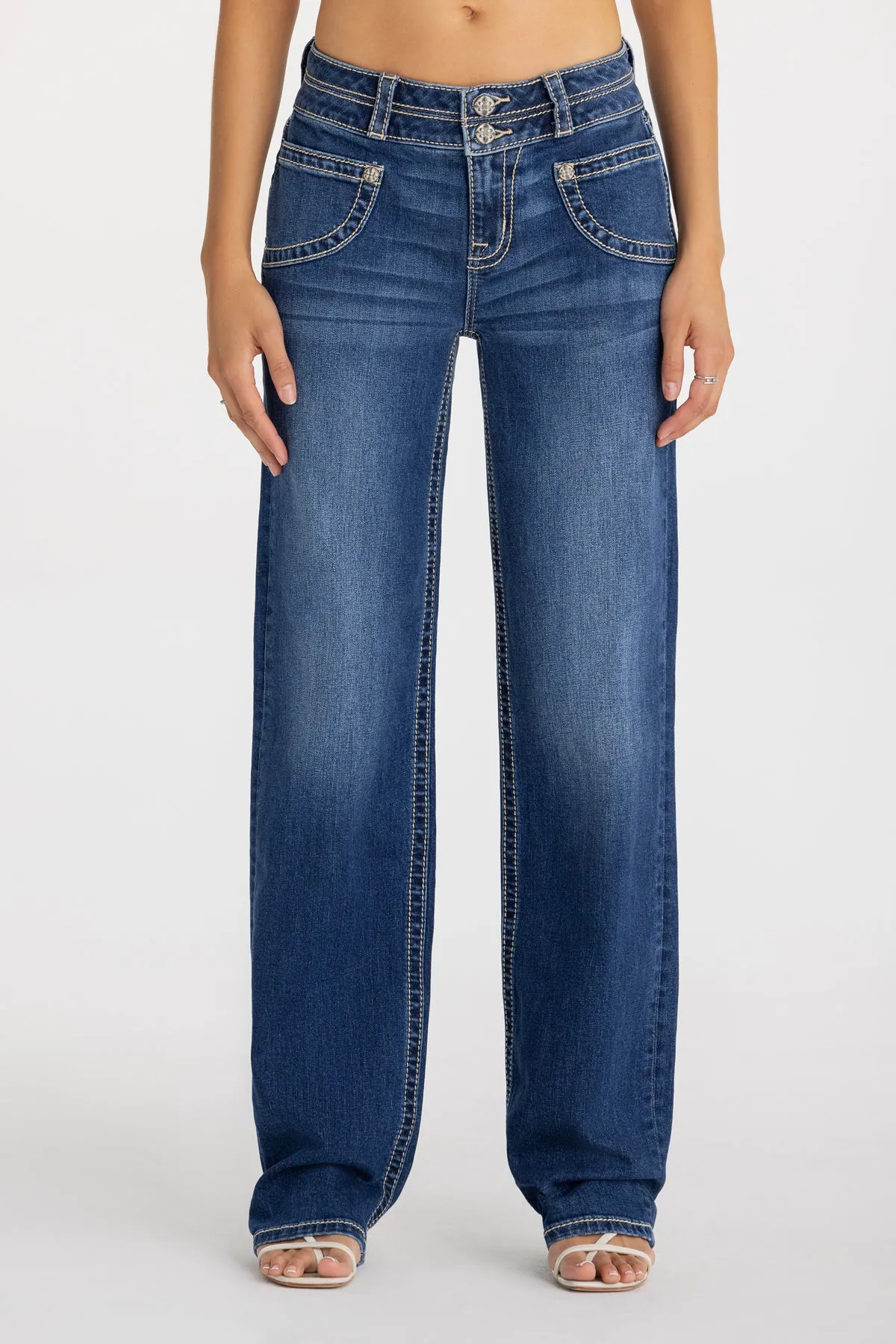 Nila Double Waist Slim Wide sold by Miss Me