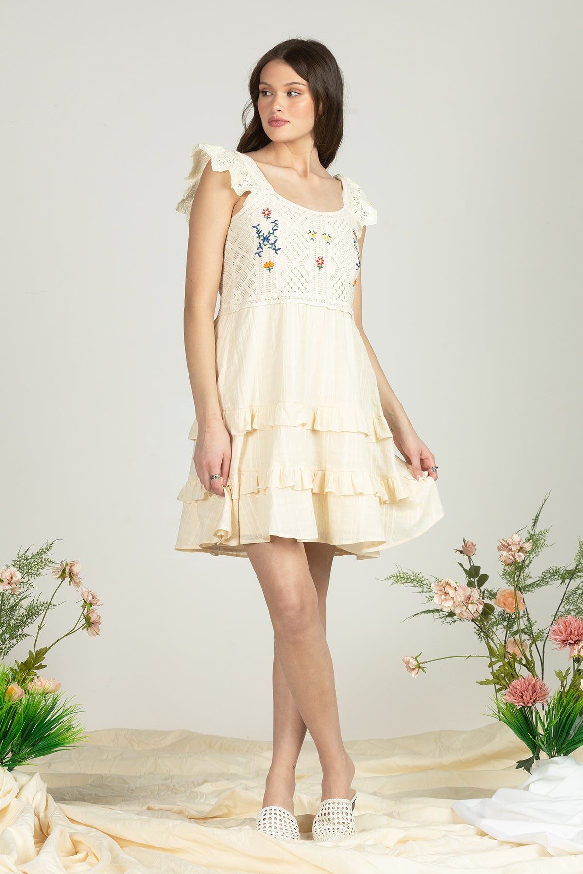 Floral Embroidered Crochet Dress sold by Miss Me product image thumbnail 2