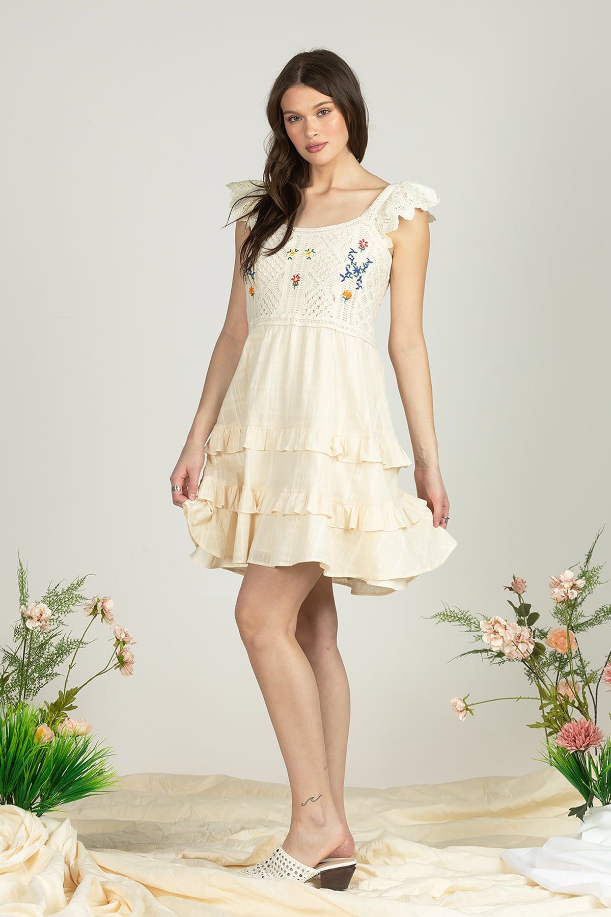 Floral Embroidered Crochet Dress sold by Miss Me