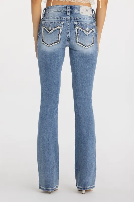Halo Border Stitched Bootcut Jeans sold by Miss Me