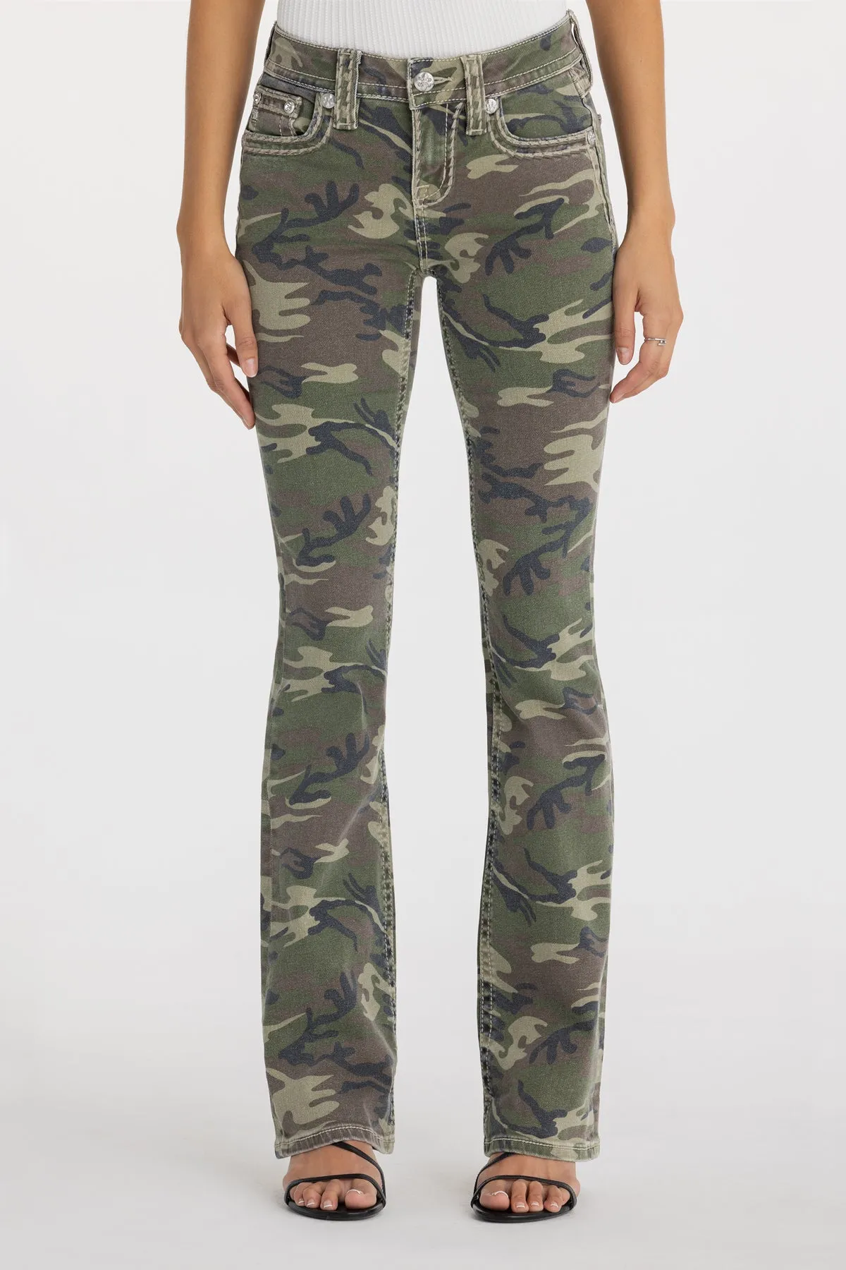 Silas Camo Stitched Bootcut Jeans sold by Miss Me