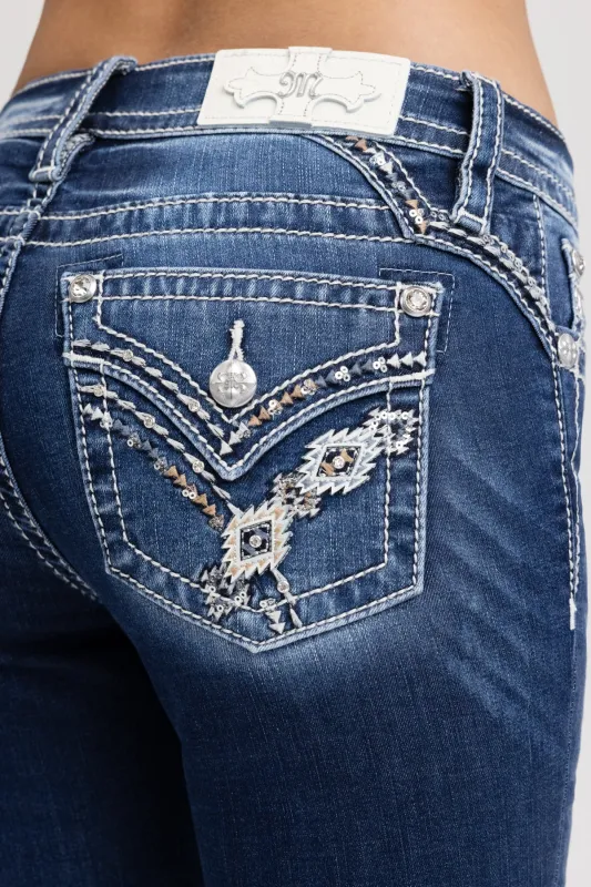Nyah Cross Stitched Bootcut Jeans sold by Miss Me
