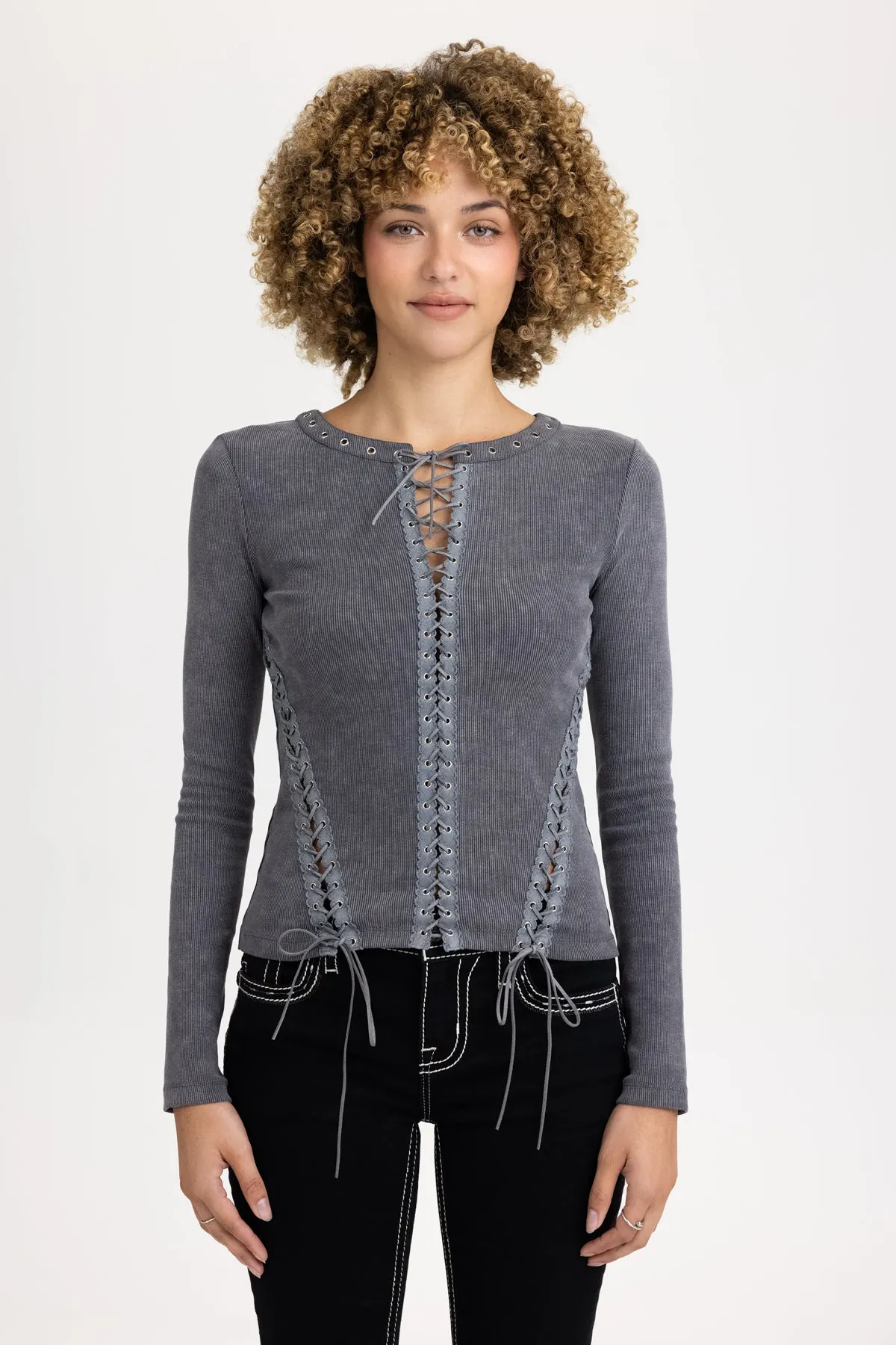 Lola Lace Up Top sold by Miss Me product image thumbnail 2