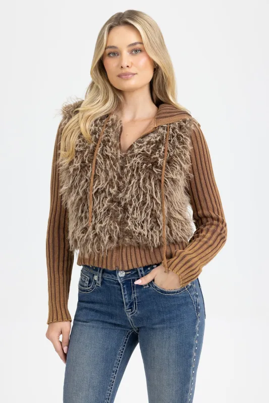 Katz Shaggy Faux Fur Jacket sold by Miss Me