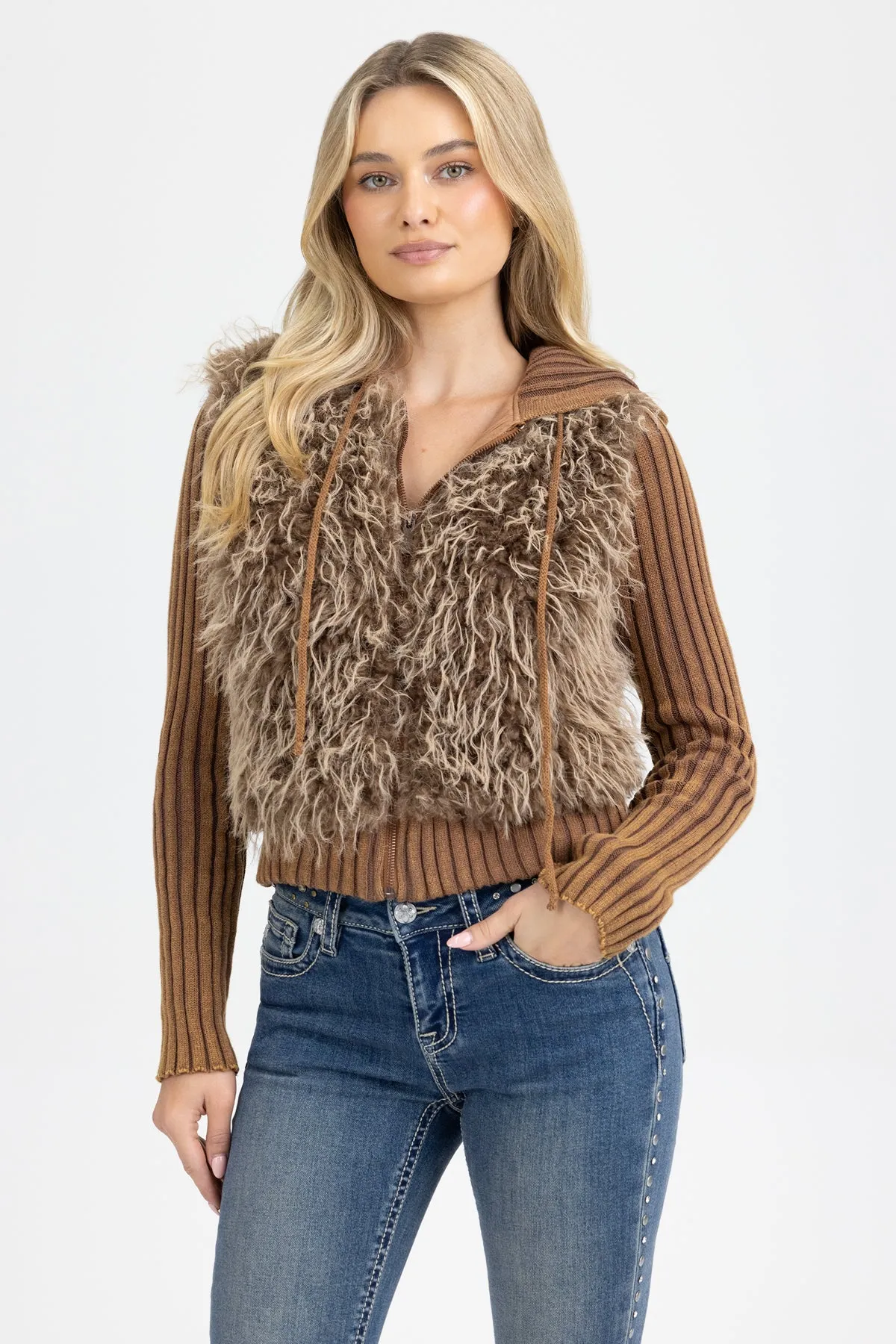 Katz Shaggy Faux Fur Jacket sold by Miss Me