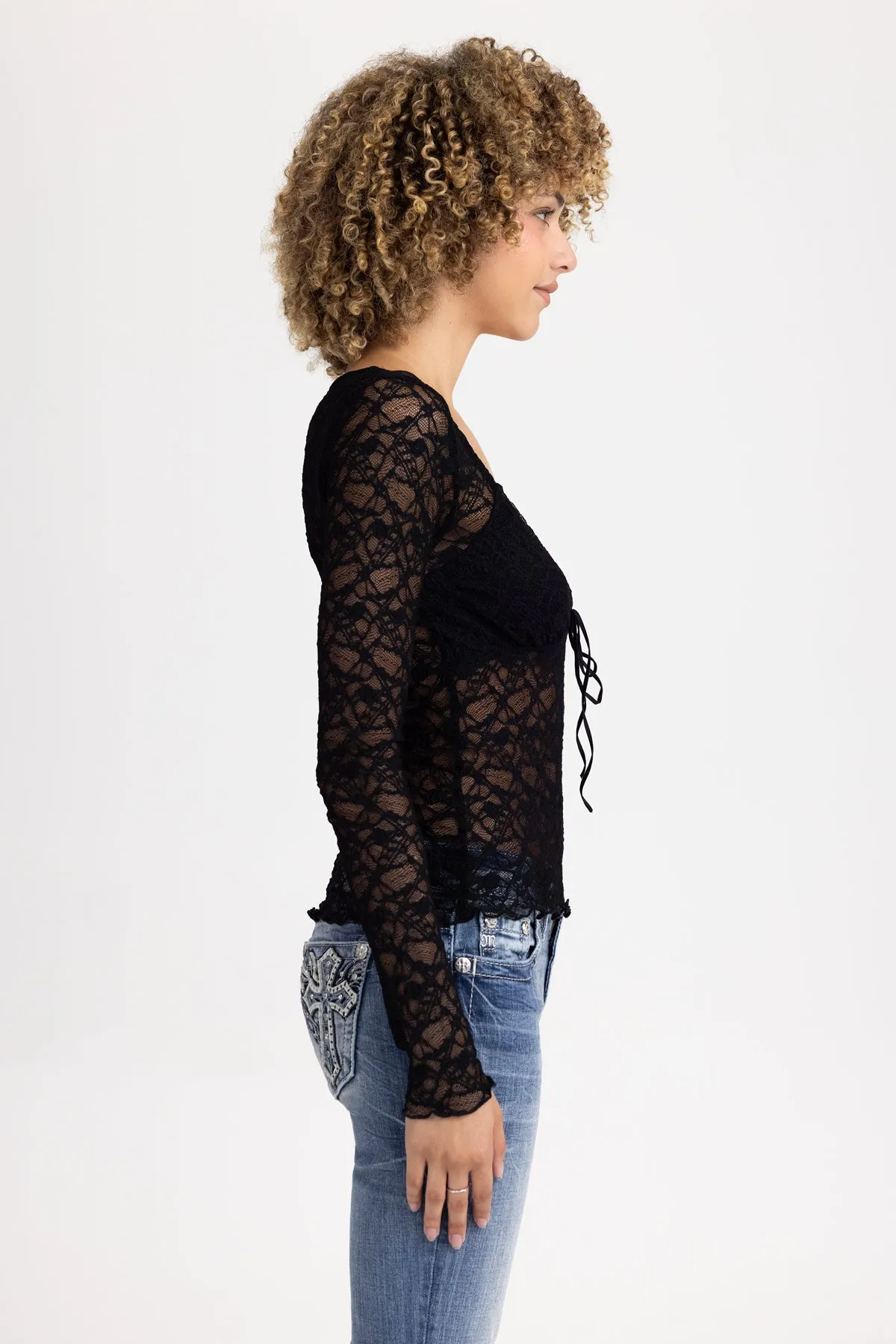 Aiko Sheer Lace Top sold by Miss Me product image thumbnail 5