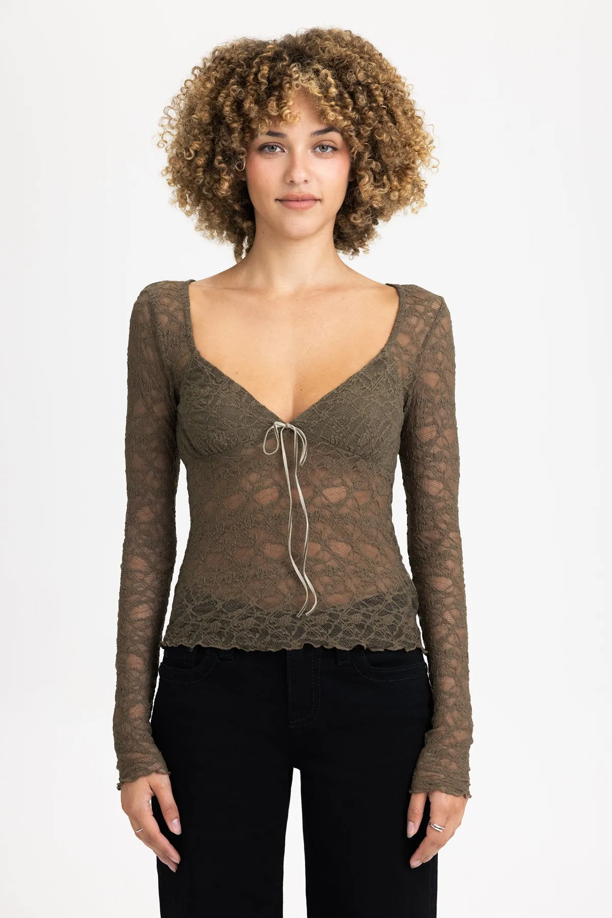 Aiko Sheer Lace Top sold by Miss Me product image thumbnail 2