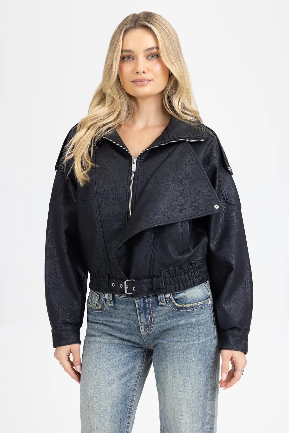 Lonnie Leather Jacket sold by Miss Me