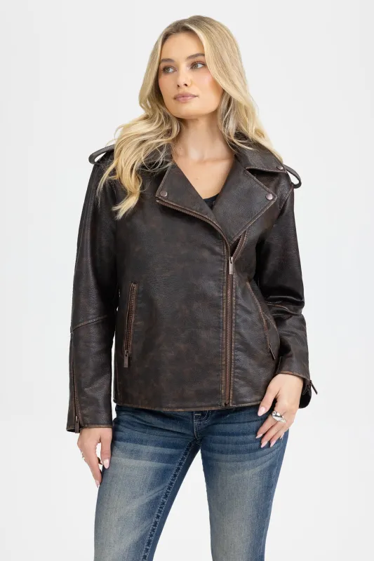 Elara Leather Jacket sold by Miss Me