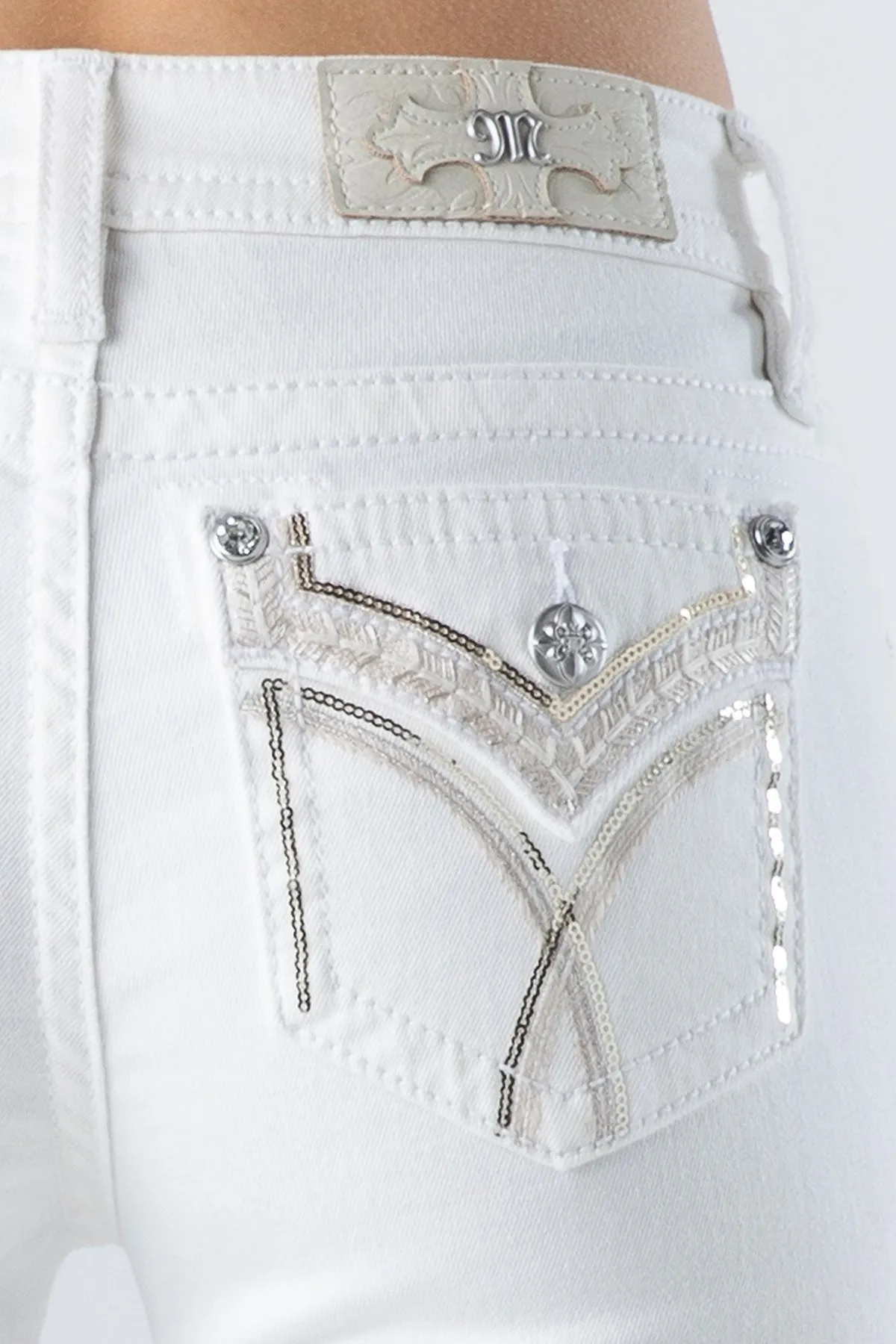 White Crossed Lines Denim sold by Miss Me product image thumbnail 3