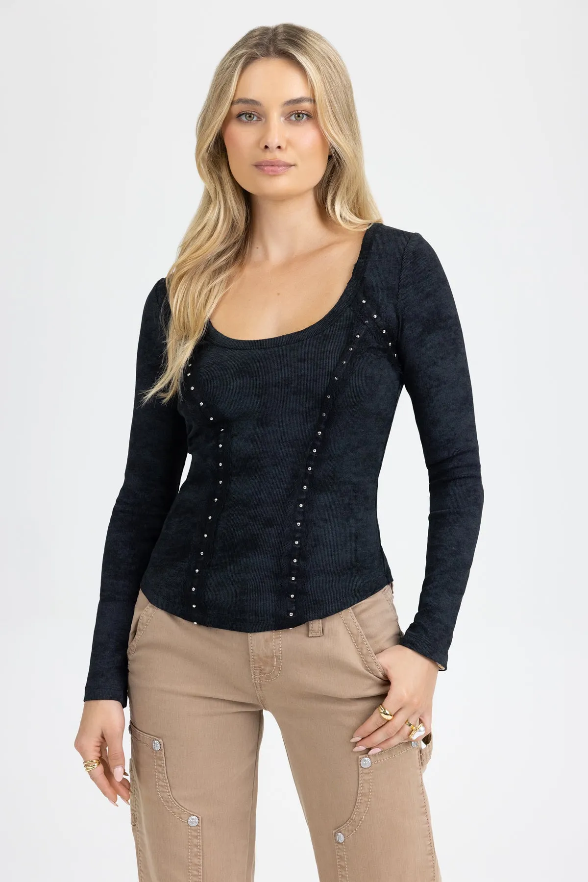 Juliana Lace Trim Top sold by Miss Me product image thumbnail 2