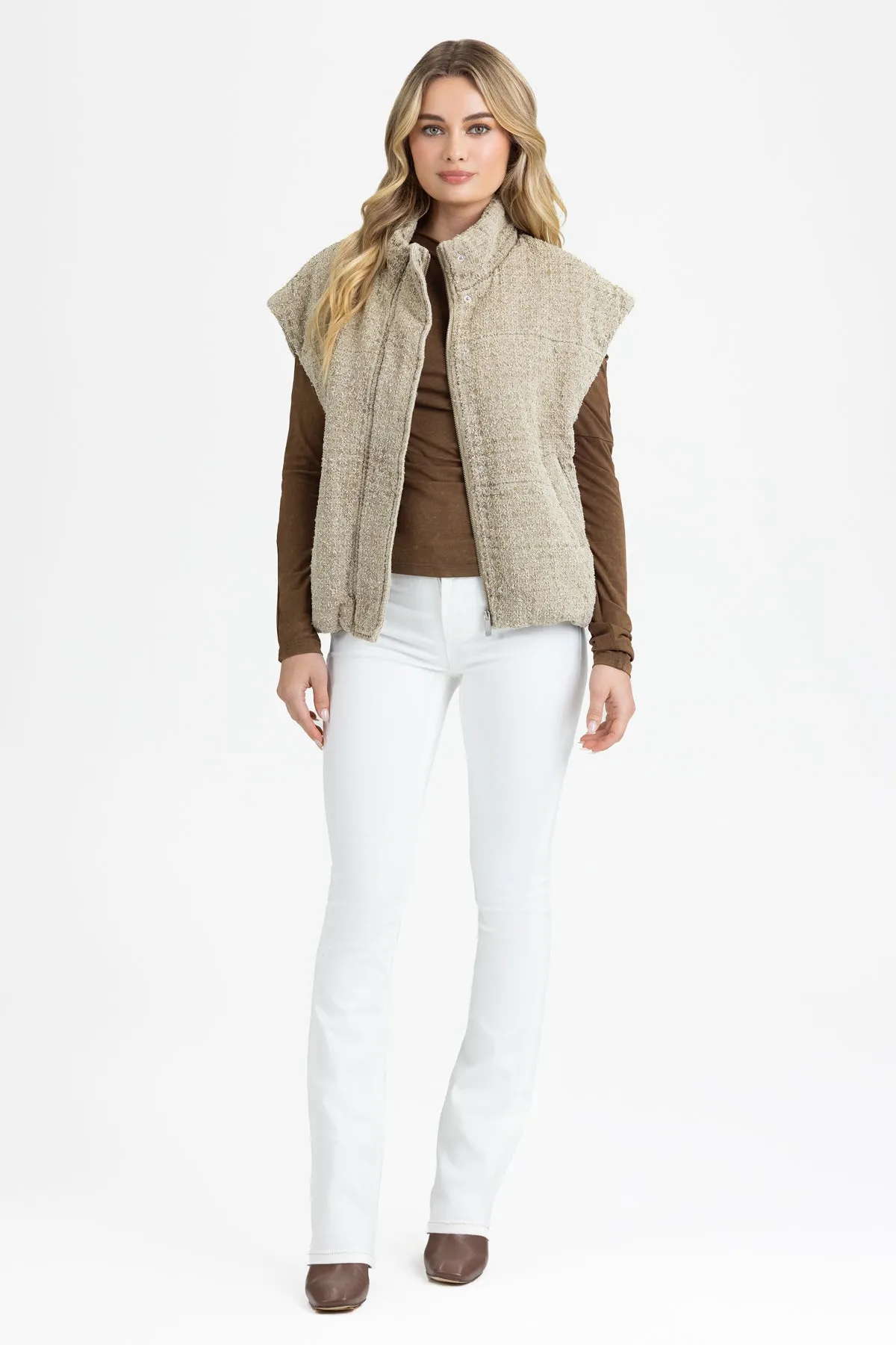 Levelle Bouclé Puffer Vest sold by Miss Me product image thumbnail 3