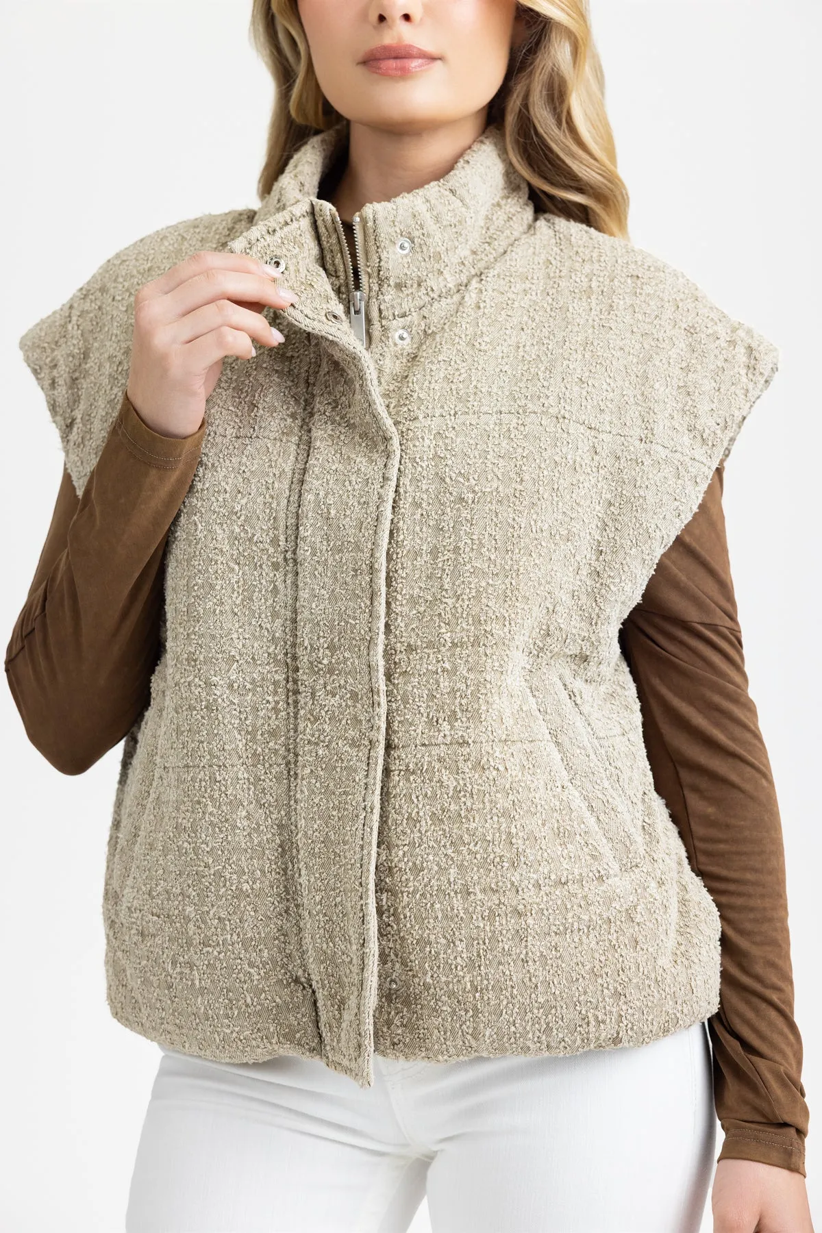 Levelle Bouclé Puffer Vest sold by Miss Me product image thumbnail 2