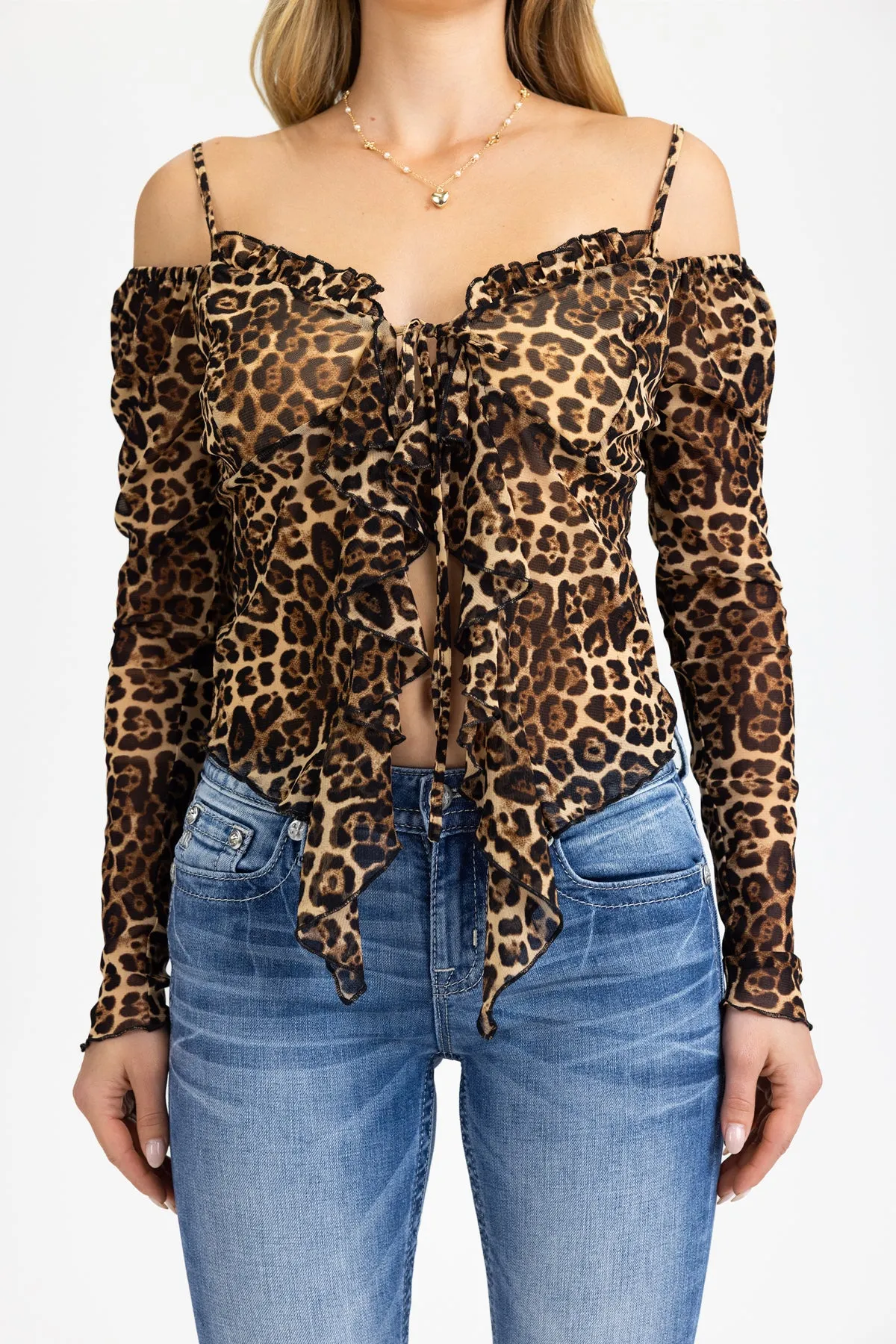 Yuki Leopard Ruffle Top sold by Miss Me product image thumbnail 2