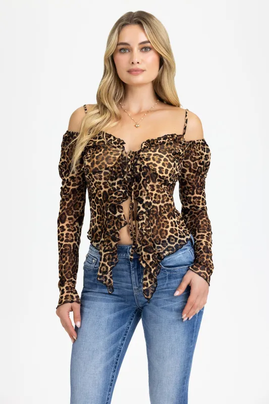 Yuki Leopard Ruffle Top sold by Miss Me