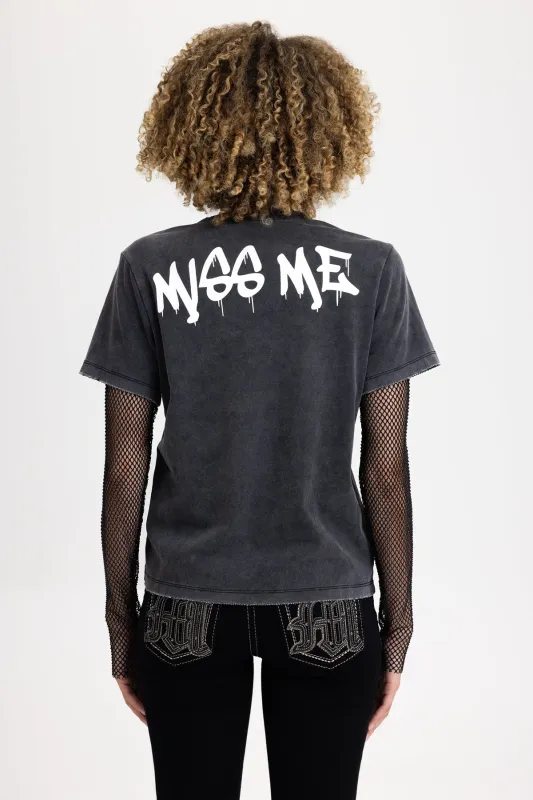 Shiloh Mesh Sleeve Tee sold by Miss Me