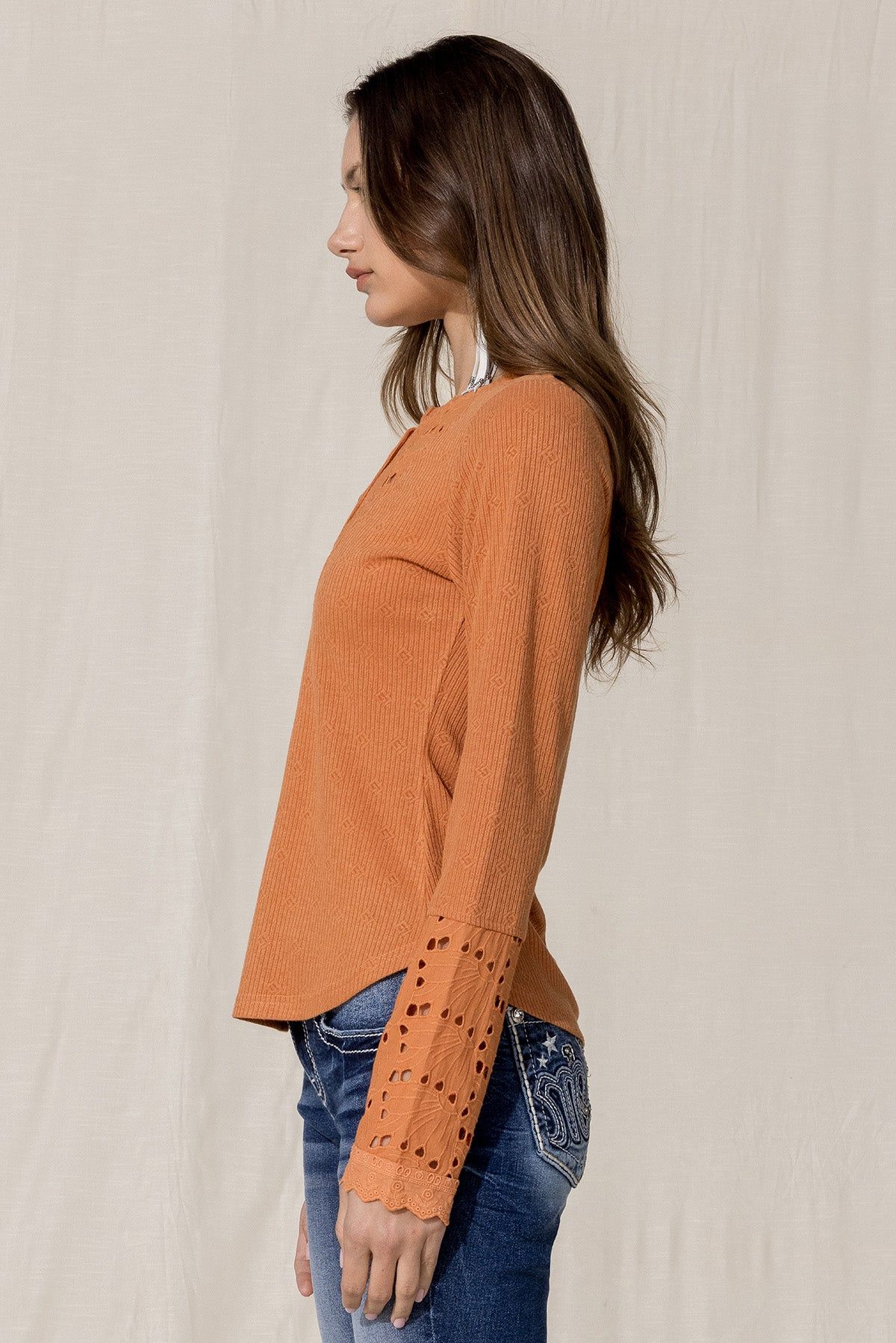 Eyelet Detail Knit Top sold by Miss Me product image thumbnail 3
