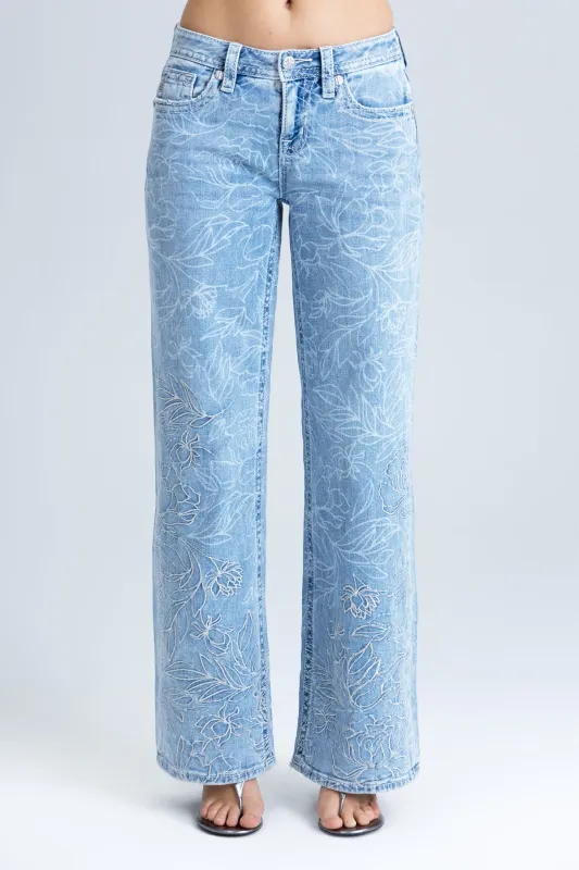 Peony Wide Leg Jeans Light Wash made by Miss Me