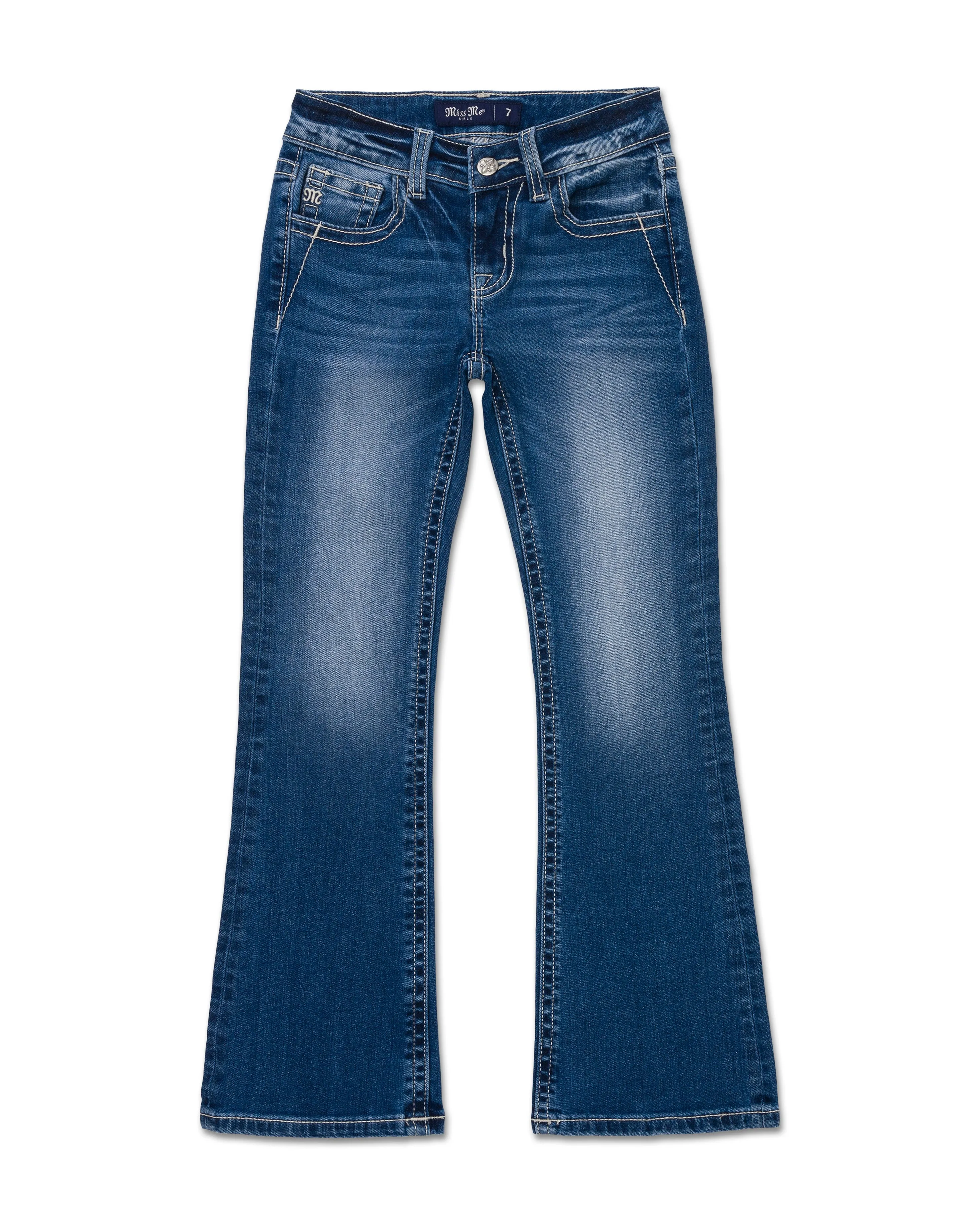 Girls Barely There Fleur De Lis Bootcut Jeans sold by Miss Me product image thumbnail 3