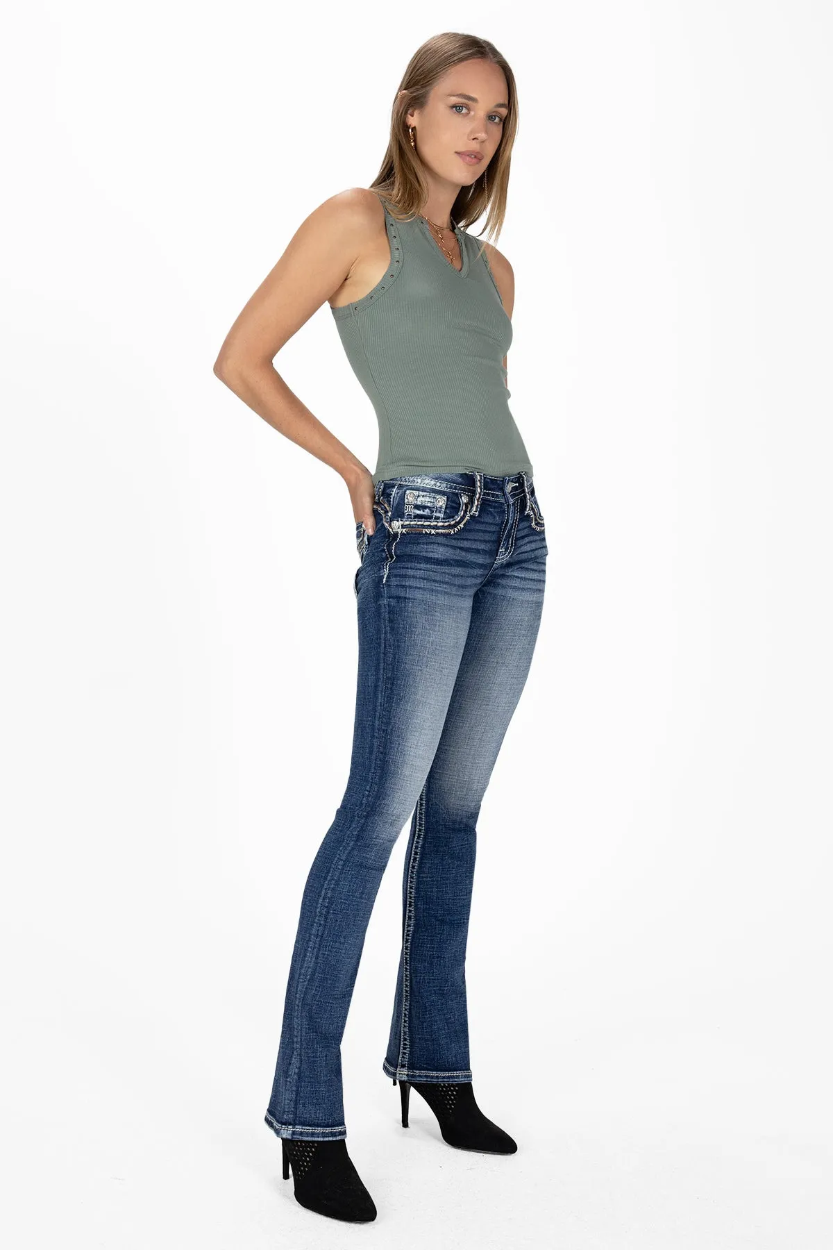 Shades of Brown Border Bootcut Jeans sold by Miss Me product image thumbnail 3