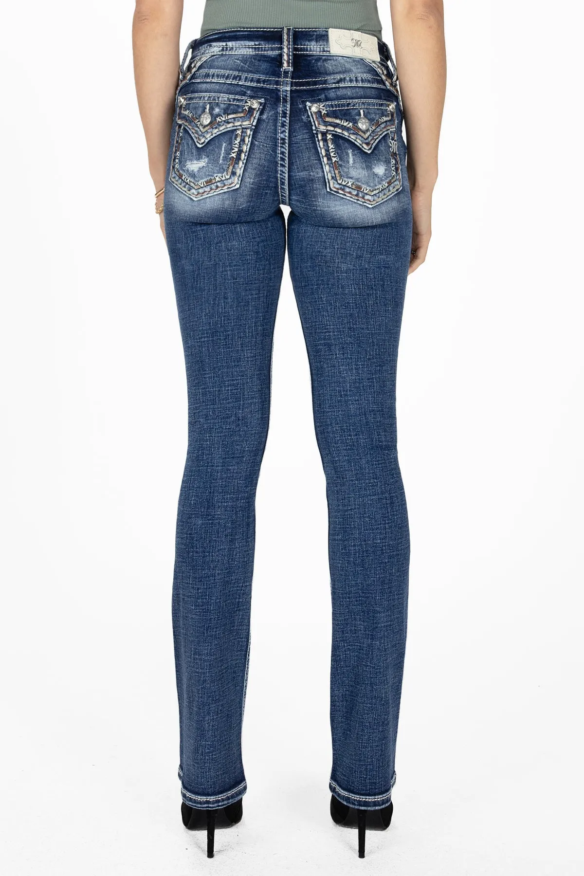 Shades of Brown Border Bootcut Jeans sold by Miss Me