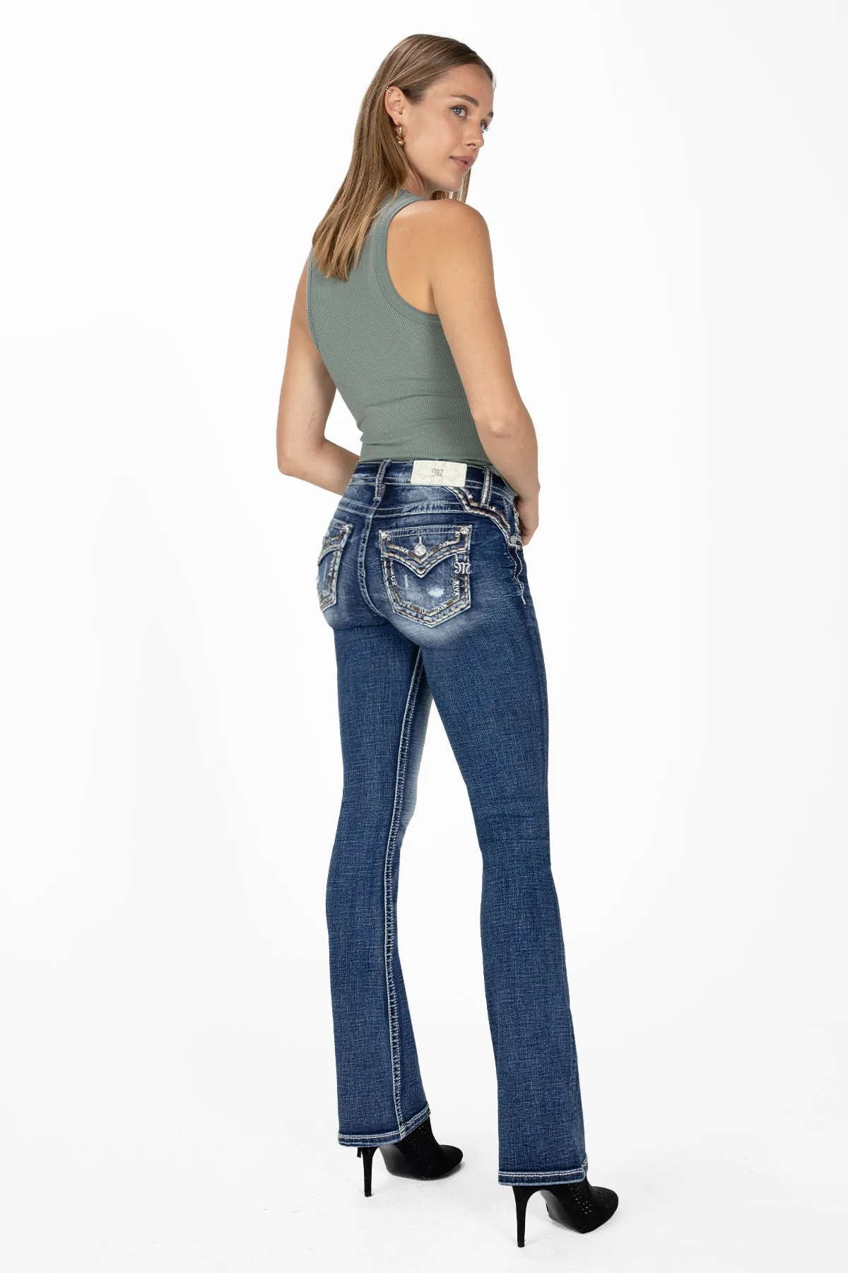 Shades of Brown Border Bootcut Jeans sold by Miss Me product image thumbnail 4