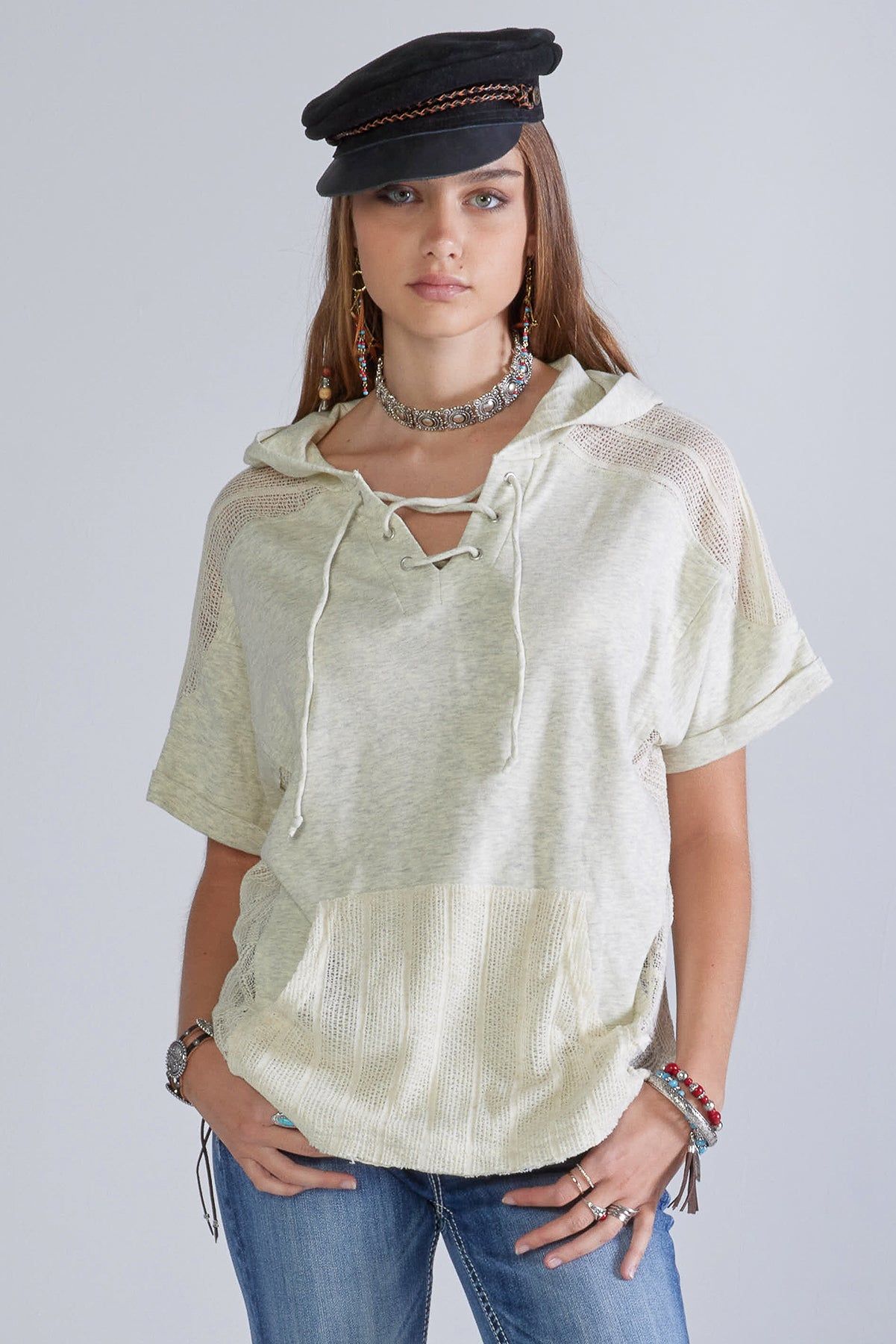 Embroidered Hoodie Top sold by Miss Me