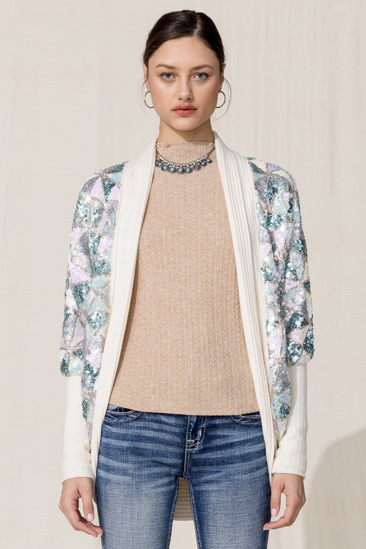 Sequin Trim Cardigan sold by Miss Me product image thumbnail 2