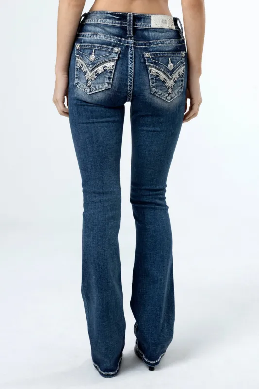 Geometric Sequin Stitch Bootcut Jeans sold by Miss Me