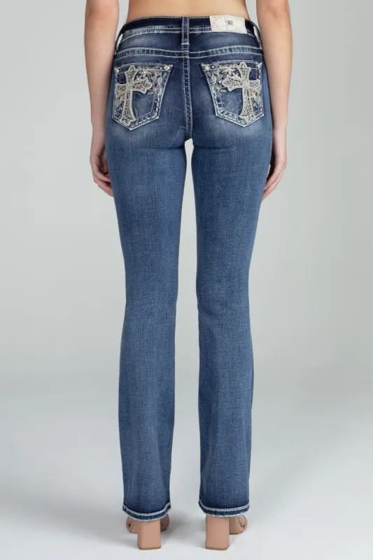 Cross In A Flower Field Bootcut Denim sold by Miss Me