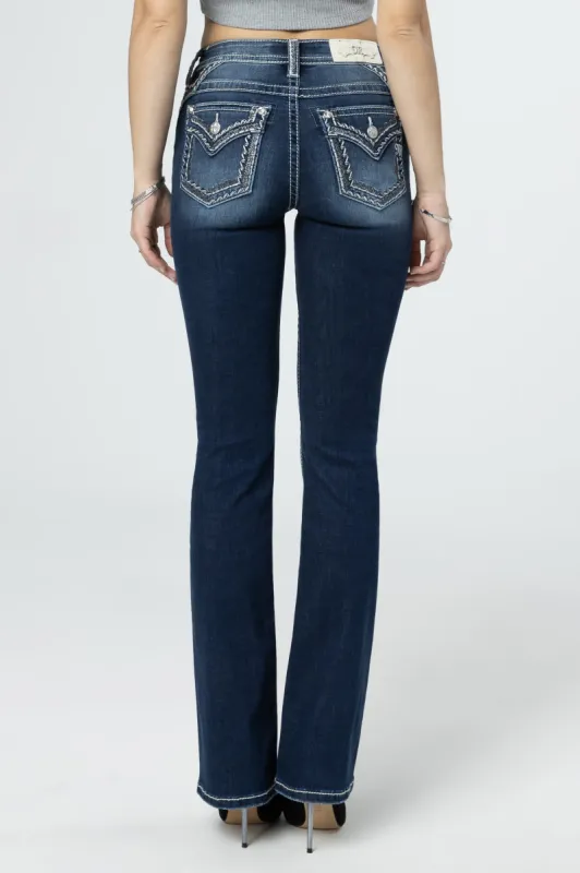 White & Silver Border Bootcut Jeans sold by Miss Me