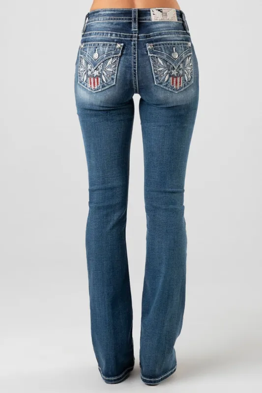 Winged Independence Bootcut Jeans sold by Miss Me