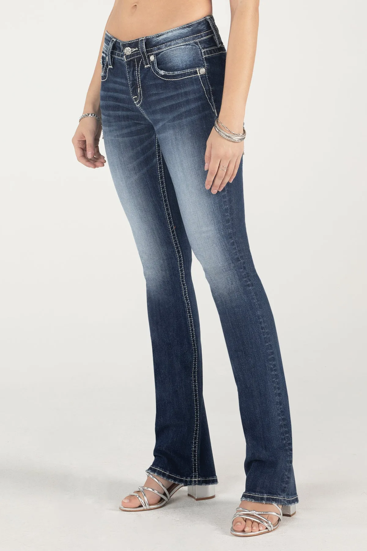 Metallic Turquoise Fleur De Lis Bootcut Jeans sold by Miss Me product image thumbnail 3