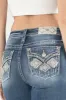 Blue and Tan Geometric Floral Bootcut Jeans sold by Miss Me