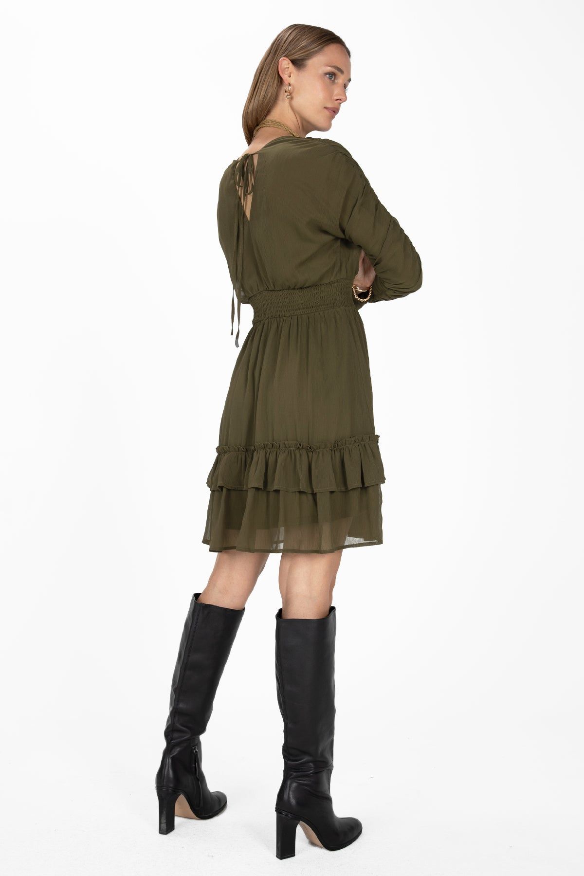 Moss Green Ruched Mini Dress sold by Miss Me product image thumbnail 4