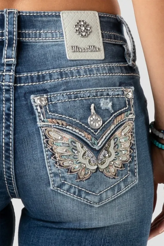 Winged Cutoff Skinny Jeans sold by Miss Me