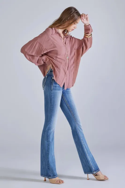 Broken Horseshoe Bootcut Jeans sold by Miss Me
