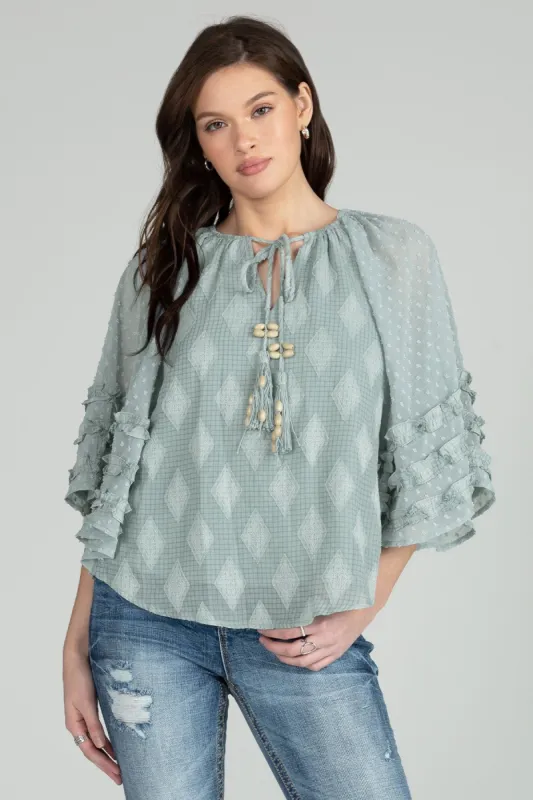 Flowy Pattern Crochet Tied Top sold by Miss Me