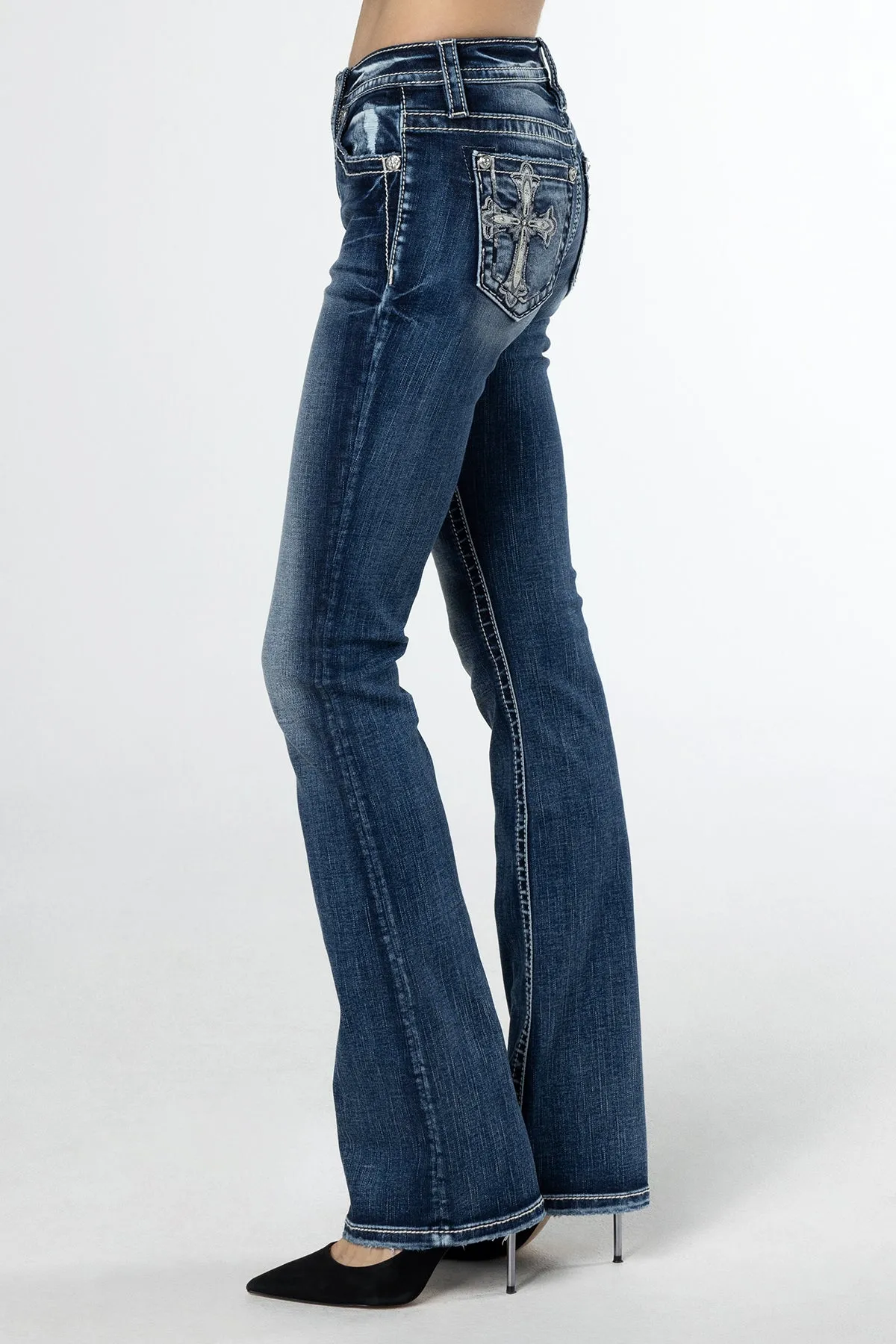Scalloped Edge Cross Bootcut Jeans sold by Miss Me product image thumbnail 3