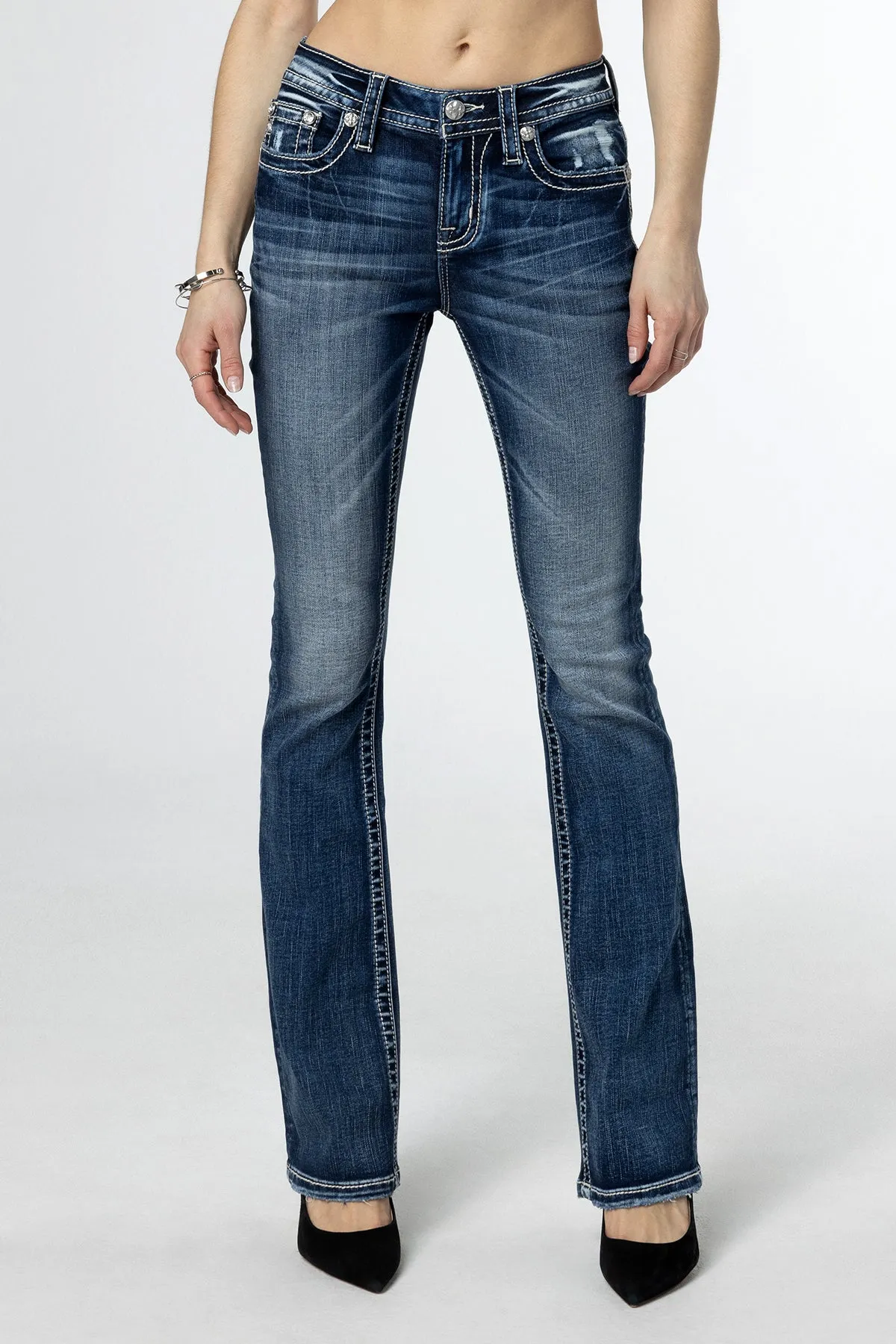 Scalloped Edge Cross Bootcut Jeans sold by Miss Me product image thumbnail 2