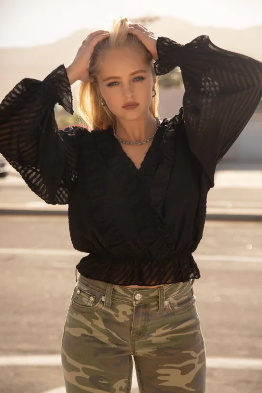 Ruffle Cropped Blouse sold by Miss Me