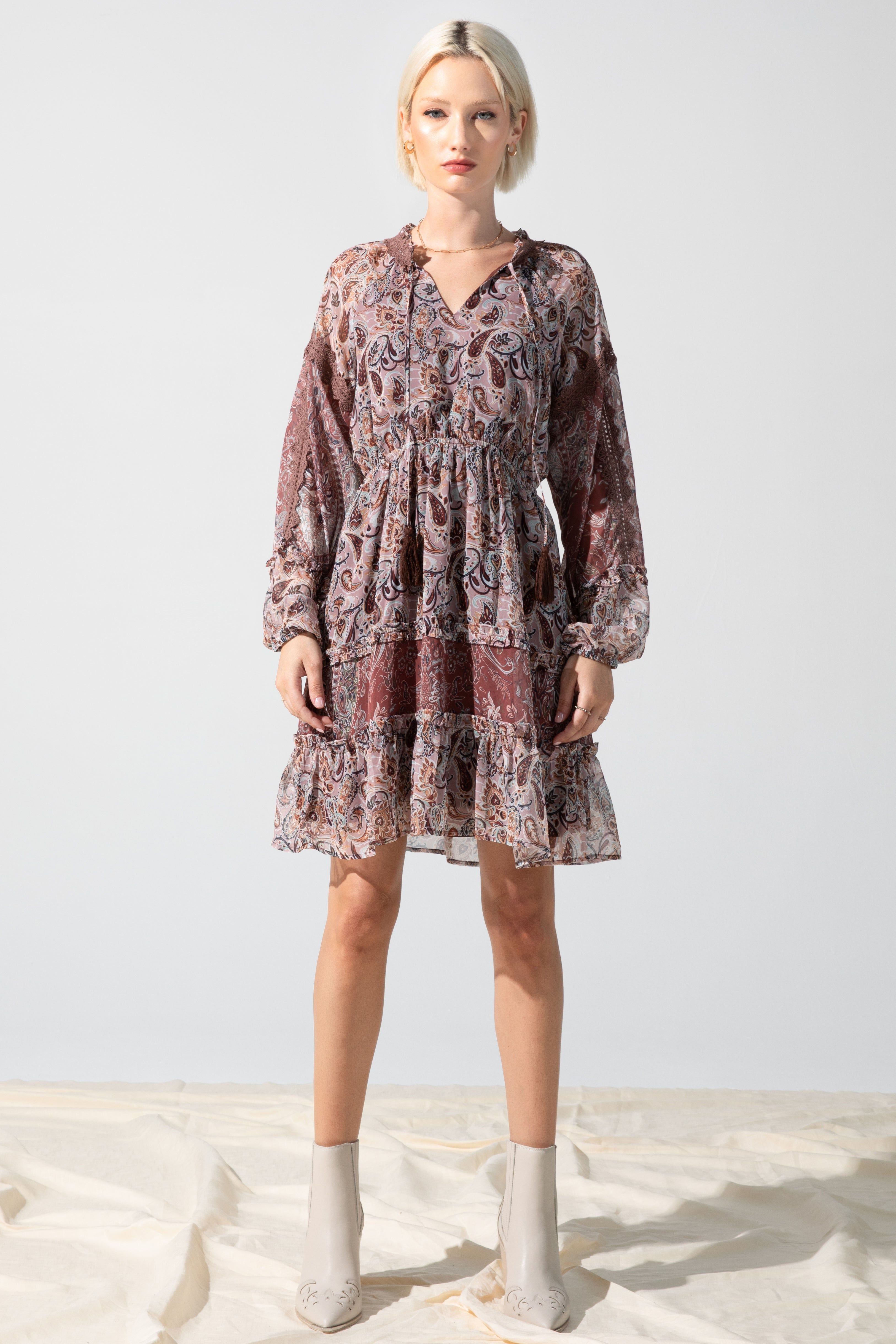 Paisley Printed Tiered Dress sold by Miss Me