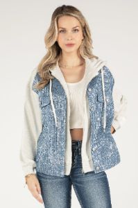 Sequin Denim Hoodie Jacket sold by Miss Me