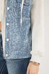 Sequin Denim Hoodie Jacket sold by Miss Me