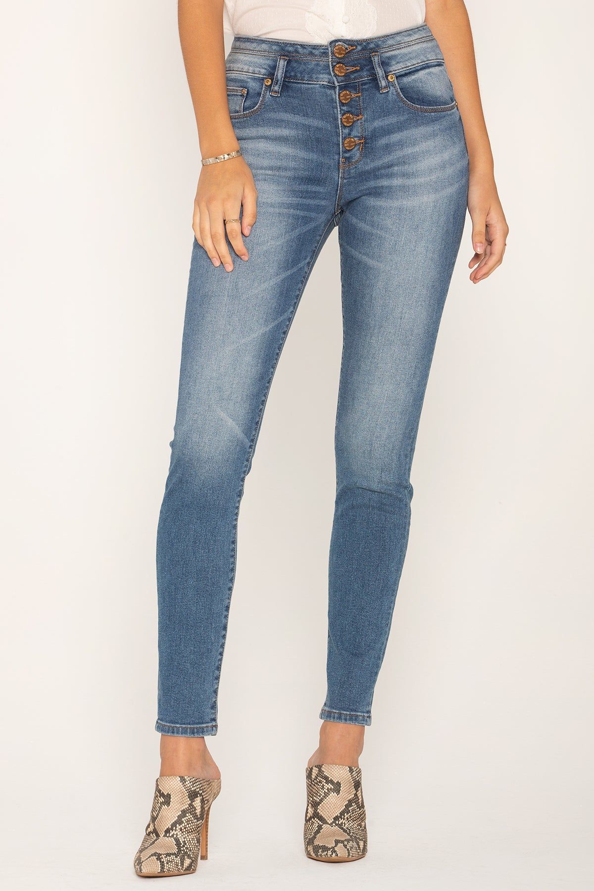 Classic Buttons Skinny Jeans sold by Miss Me