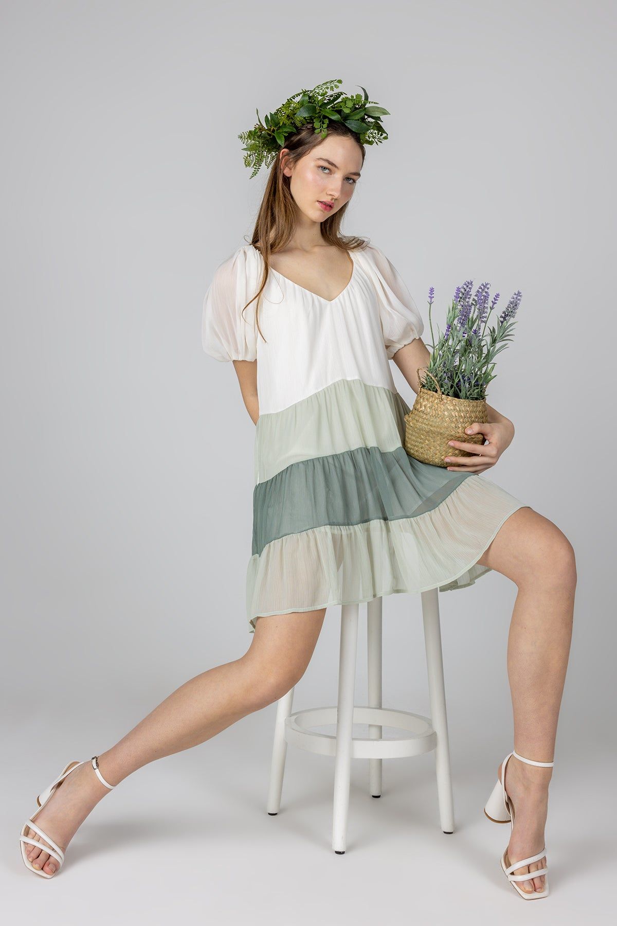 Puff Sleeve Colorblock Dress sold by Miss Me